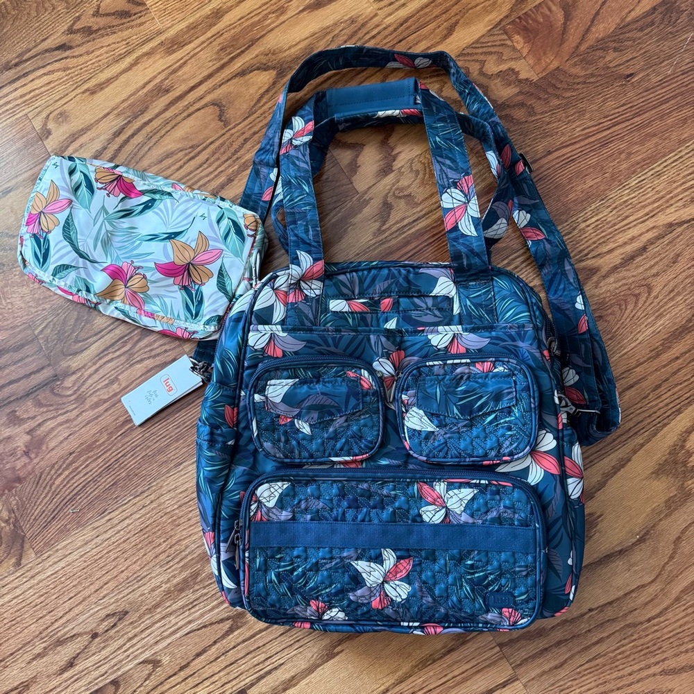 NWT Lug Travel Set: Puddle Jumper AND Packable PJ - Lily Teal / Lily Sand